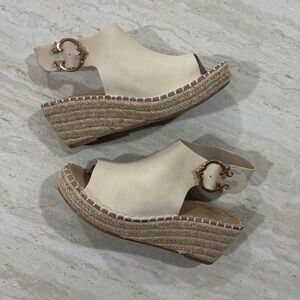 NWOT Wonder Wedge Espadrille Sandals Nude Cream Slingback Size 8.5